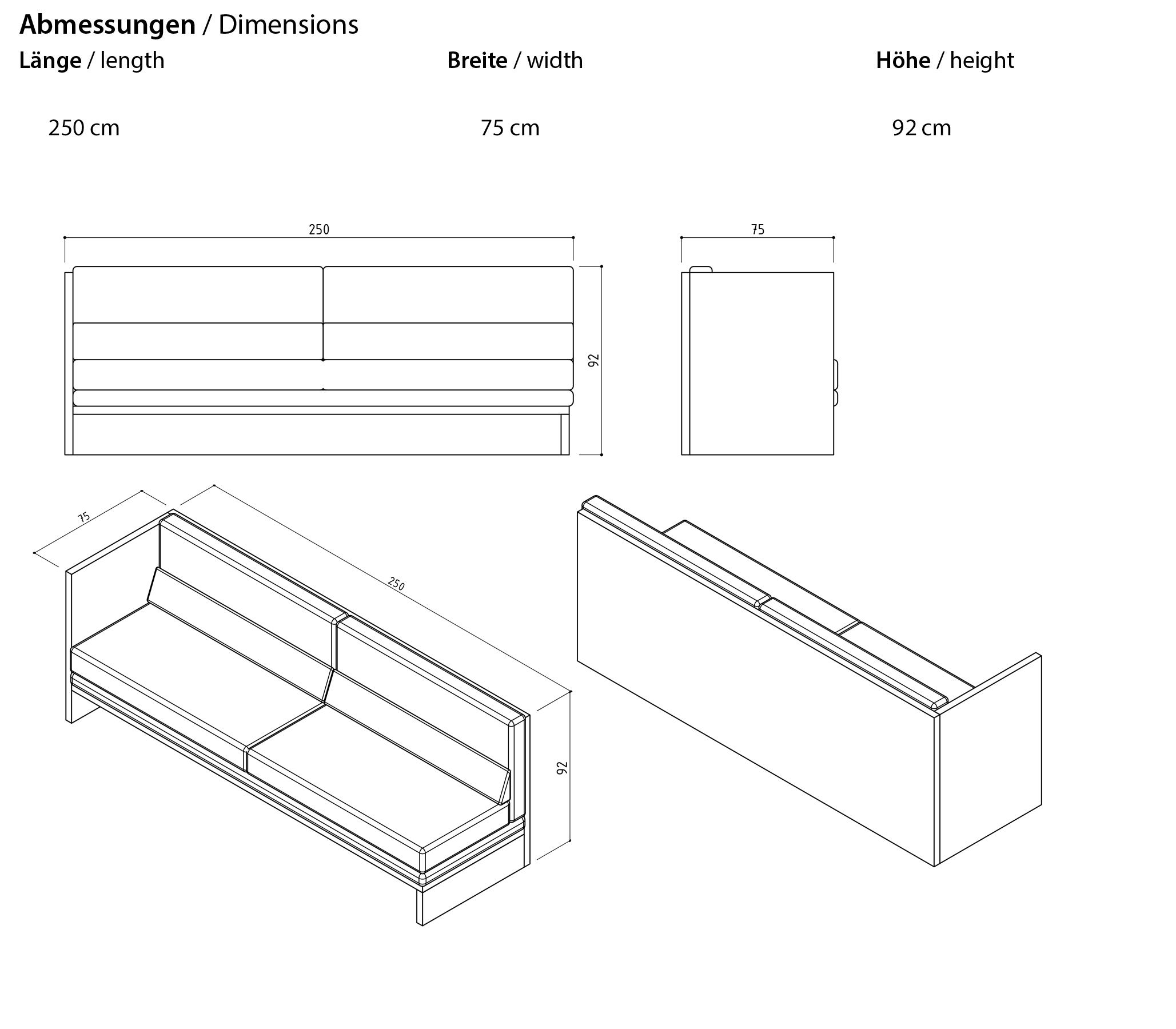DEUTSU Furniture Design Store Munich DIVAN250R Divan Sofa